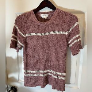 Mauve pink short-sleeved Anthropologie Sweater